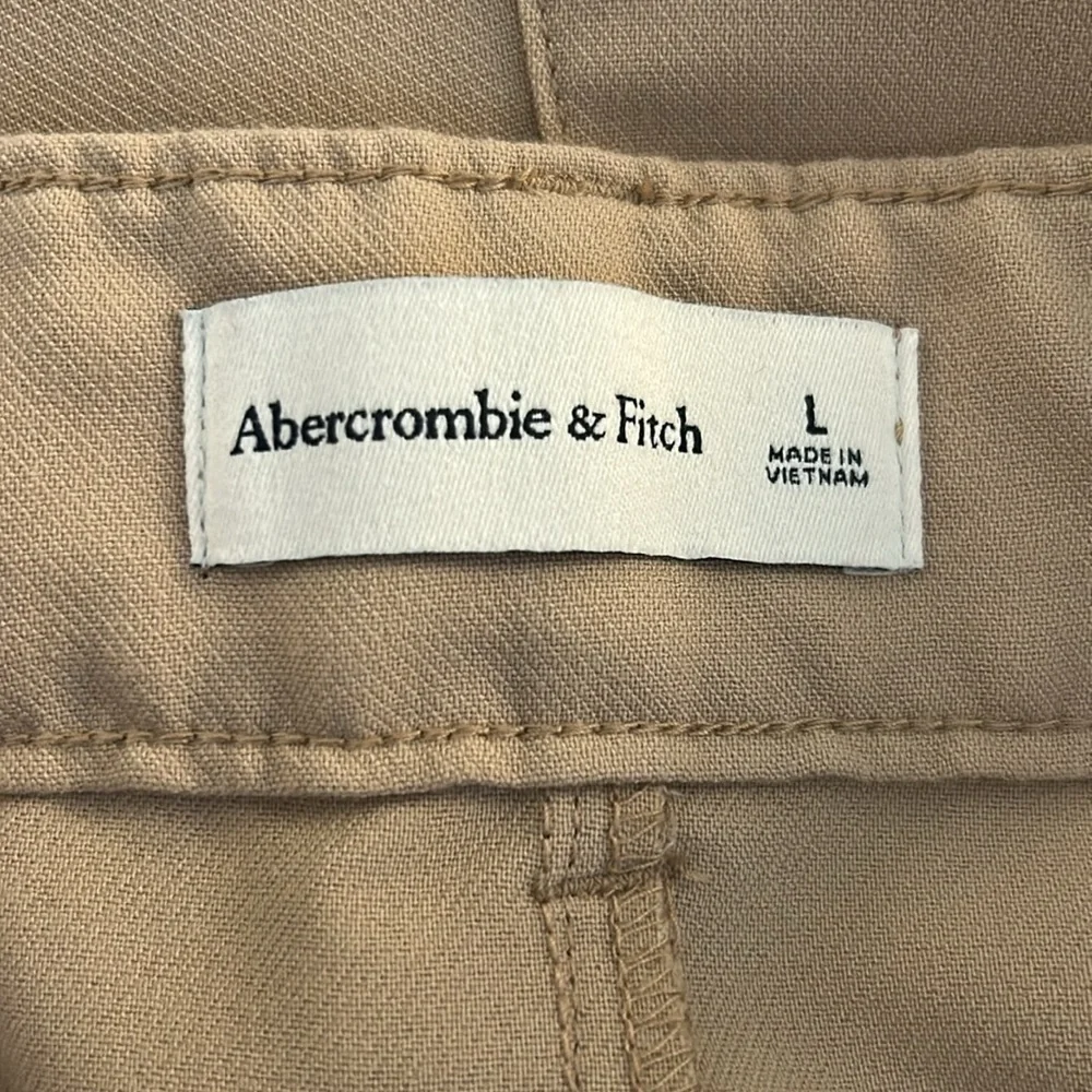 Abercrombie & Fitch Tan Pleated Wide Leg with Pockets Dress Pants Size Large - Picture 8 of 9